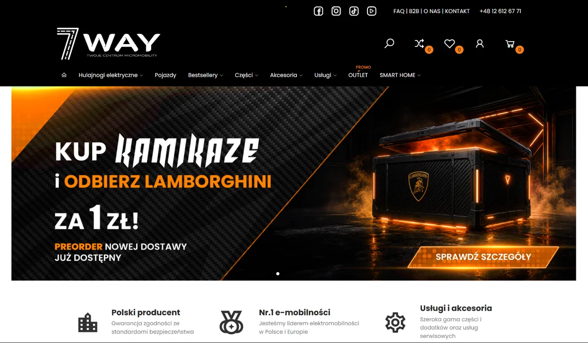 Kod rabatowy 7way KOD5 – 5% zniżki na hulajnogi elektryczne i akcesoria