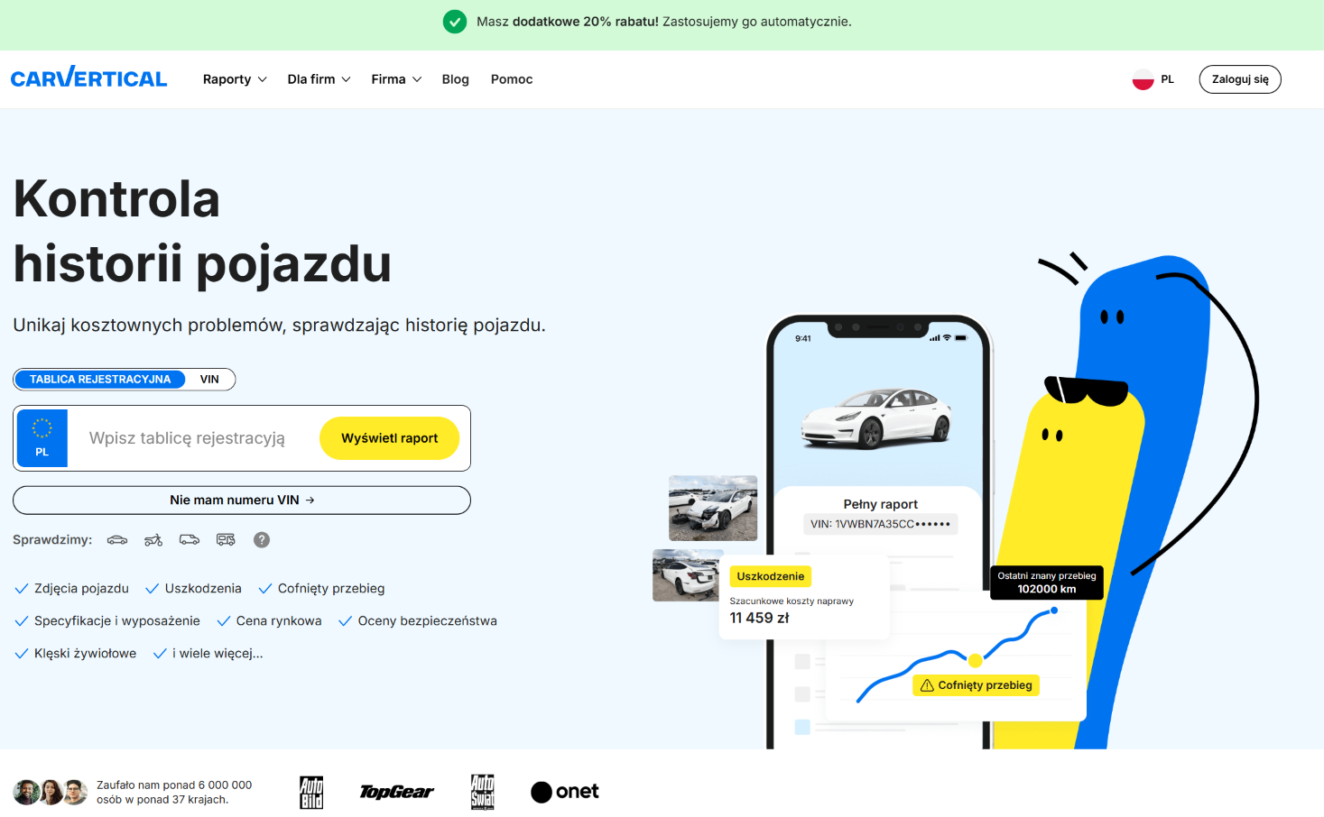 Jaki kod rabatowy do carVertical wybrać w 2026? 20% rabatu z KODYPL