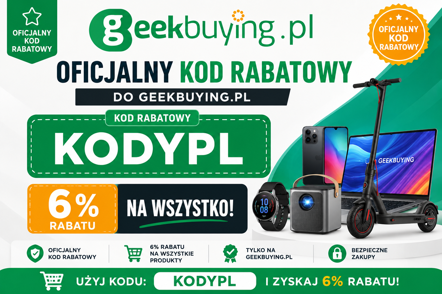 Czy istnieje kod rabatowy 80% do Geekbuying.pl?